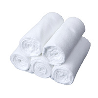 Serviettes carrées blanches en microfibre jetables en gros, en stock, pour bain, cadeau, hôtel, salon, bain de pieds, non pelucheuses