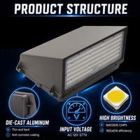 Luminaire mural LED CE ETL, garantie 7 ans, 60W-100W, 3 CCT, 220V, éclairage mural extérieur commercial pour cour, garage, entrepôt