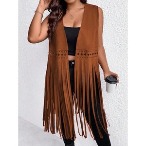 Gilet Western à Franges Grande Taille pour Femme FOXA, Style Cowgirl Vintage avec Pompons, Vêtement d'extérieur sans Manches - Product Image 3