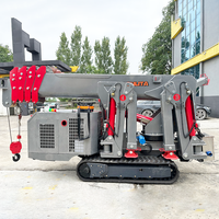 Grue araignée pliable télécommandée homologuée CE EPA, 10,8 m, petite grue araignée sur chenilles avec nacelle, flèche de levage et ventouse pour verre