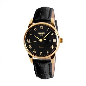 Montres-bracelets en cuir étanches à mouvement à quartz avec grand cadran simple et calendrier pour hommes et femmes - Product Image 5