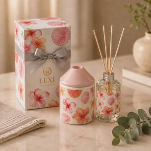 Diffuseur de parfum en céramique peint à la main avec motif floral, en porcelaine blanche, sélection multicolore, bocal conique, <span class=keywords><strong>cadeau</strong></span> parfumé - Product Image 2