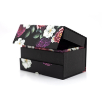 Nouvelle boîte d'emballage cosmétique en papier dur noir Boîte cadeau de bouteille de parfum d'huile essentielle en carton rigide pliable avec impression de logo personnalisé