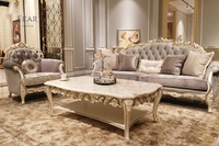 Nouveau canapé en cuir royal de style européen antique de luxe 1 2 3, ensemble de canapés pour salon