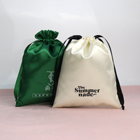 Sac à cheveux en satin de soie écologique recyclable avec logo personnalisé imprimé, super doux, sac cadeau à cordon, pochette anti-poussière