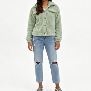 <span class=keywords><strong>Cardigan</strong></span> in <span class=keywords><strong>pile</strong></span> a coste da <span class=keywords><strong>donna</strong></span>, novità Autunno/Inverno, con colletto a revers, giacca corta, Sehe Fashion - Product Image 3