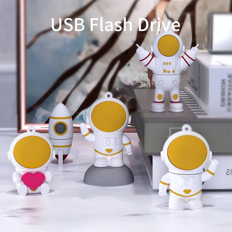 Unità Flash USB serie astronauta per bambini, unità a pollice biliari da 8GB confezione da 5 pezzi, disco Memory Stick portatile U con catena di perline, W