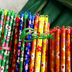 Italian Thread-Coated PVC Wooden <b>Mop</b> Sticks with Colorful Flowers Wholesale Vietnamese Broom Handles Dustpan Brooms - Product Image 6