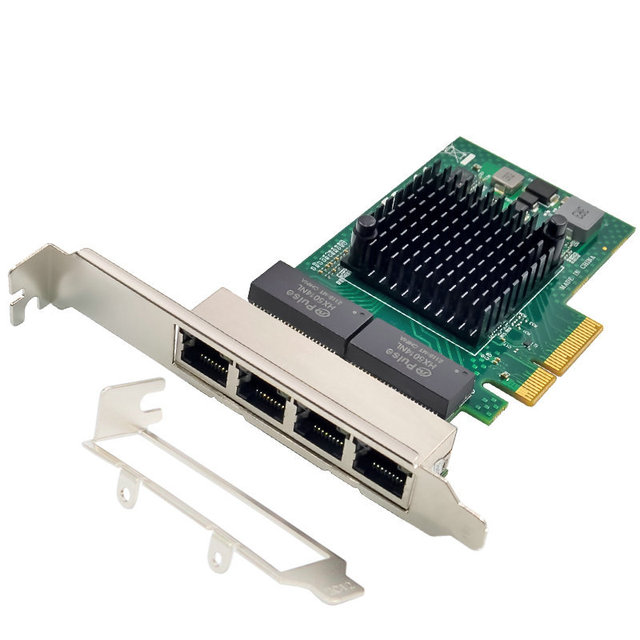 PCIE X1 PCIE X4  Four Port Server PCI-E Gigabit Ethernet Card Desktop Computer BCM5719