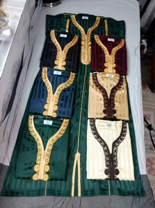 Nouvelle mode CCY : Jubbah arabe brodée à la main, grande taille, pour hommes, en polyester, à manches courtes, Thobe marocain, vente en gros - Product Image 3