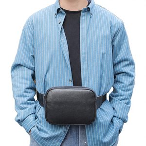 Sac banane unisexe en cuir véritable imperméable avec fermeture éclair, multifonctionnel, convertible en sac de poitrine deux-en-un, idéal pour l'extérieur - Nouveauté en gros - Product Image 3