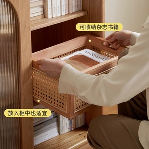 Solid Wood Rattan <b>Storage</b> Box Rectangle With Handle For Jewelry Cosmetics Bedroom Organization - Product Image 4