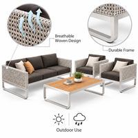 Outdoor-Möbelset 4-teilig, Aluminium-Sofa mit Couchtisch für Garten, Terrasse und Resort