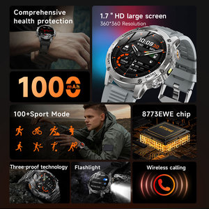 Smartwatch Sportivo AK87 con Tripla Protezione, Display 1.7 Pollici, Chiamate BT, Torcia LED, Impermeabile IP68, Batteria 1000mAh, per Uomo e Attività all'Aperto - Product Image 3