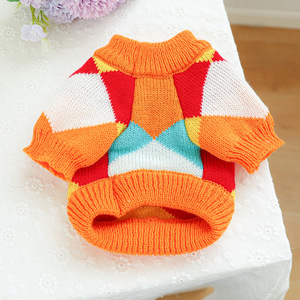 सस्ती कीमत नारंगी प्लेड पैटर्न बुनाई जैम्पर कुत्ते गर्म कोट बुनाई बिल्लियों और कुत्तों के लिए गर्म कपड़े - Product Image 2
