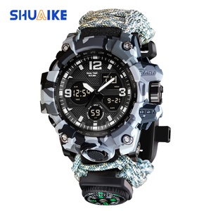Outdoor Survival Watch Emergency Tactics Umbrella <b>Rope</b> Survival Watch and Compass Customized Logo Digital Sports Watch - Product Image 4