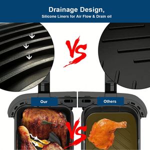 Reino Unido, Novedad, Reutilizable, Rectangular, Apto para alimentos, Revestimiento de silicona para freidora de aire, cesta de silicona para hornear, compatible con Ninja Dual - Product Image 3