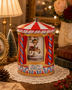 New Design Empty Metal Carousel Music <b>Tin</b> Custom Print Double Layer Rotating Airtight Round for Gift Cookies <b>Chocolates</b> Biscuits - Product Image 2