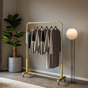 Porte-manteau simple sur pied, support de rangement mobile pour chambre à coucher, présentoir de vêtements, support de rangement multifonctionnel pour vêtements - Product Image 4