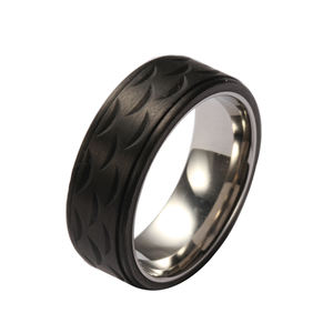 Tizti Bijoux Hommes Bande De Mariage Personnalisé Hommes En Gros En Acier Inoxydable Tungstène Pneu Noir Anneaux En Fiber De Carbone - Product Image 2