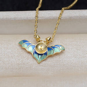 Pendentif en argent S925 de style jeu, pendentif en forme de tête de perle avec plateau vide pour chauve-souris, accessoires de bijoux DIY 3915 - Product Image 2