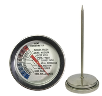 Termometer Dapur Digital Stainless Steel dengan Layar C/F, Pengukur Suhu Daging untuk BBQ, Smoker, Grill, Dial, Bacaan Instan