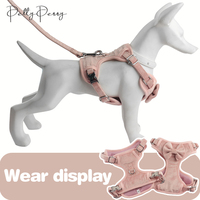 2024 Set Harness Anjing khusus sublimasi dapat disesuaikan Harness anjing beludru Valentine untuk anjing kecil