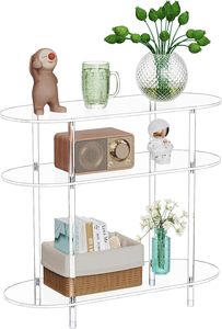 Wholesale Acrylic 3 Tier Oval <strong>Clear</strong> Storage Rack Multi Functional <strong>Side</strong> <strong>Table</strong> Coffee <strong>Table</strong> for Sofa Entryway Living Room - Product Image 2