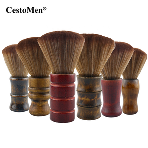 Brosse professionnelle pour barbier, à poils en fibres, manche en bois, pour nettoyer les cheveux coupés et les poils du cou - Product Image 4