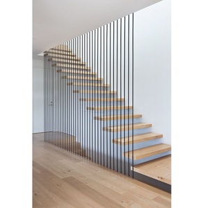 Diseño personalizable prefabricado hogar <span class=keywords><strong>madera</strong></span> vidrio templado Metal <span class=keywords><strong>hierro</strong></span> forjado mármol escalera flotante escalera Kit <span class=keywords><strong>para</strong></span> exteriores - Product Image 4