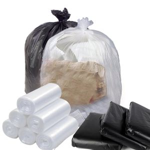 Bolsa de plástico personalizada con logotipo Bolsa de basura negra desechable Bolsa de basura multiusos para negocios en casa de hospital - Product Image 1