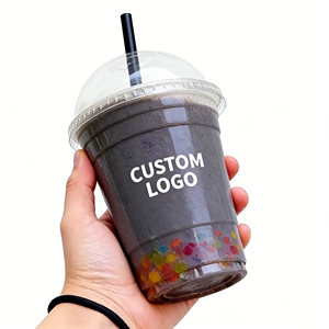 Gobelet à café à double paroi en PET avec couvercle, diamètre 90 mm, transparent, personnalisé, 16 OZ, réutilisable, fond personnalisé, logo personnalisé, 300 ML - Product Image 2