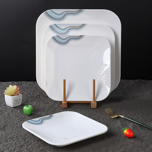 Assiettes carrées en mélamine 16-18,9 cm, imitation porcelaine durable, pour hôtels et restaurants, idéales pour les plats froids et les sautés. - Product Image 3