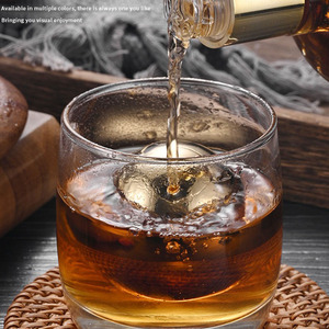 Su misura cocktail sfera whisky palla di ghiaccio 55mm in acciaio inox dorato cubetti di ghiaccio Bar accessori cubetti di ghiaccio pietre - Product Image 4