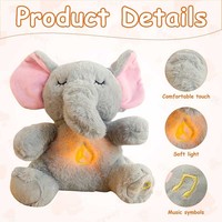 Vente chaude bébé jouets apaisants nouveau-né éléphant dormir doux en peluche poupée jouet avec fonction respiratoire