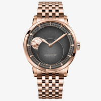 AGELOCER Major Breakthrough 29.51-Days Moon Phase Montre en or avec bracelet en acier Astronome original Montre mécanique pour homme