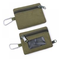 Dompet gantungan kunci Wanita Pria, dompet koin minimalis kanvas modis, tempat kartu kredit ID, kantung koin ritsleting kecil