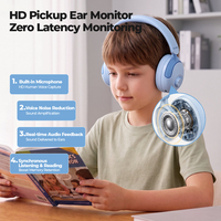 Casque sans fil à réduction de bruit pour enfants avec support logiciel et application, limiteur de volume, mode filaire, écouteurs de jeu roses et bleus
