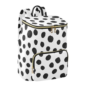 <b>Black</b> White Dot Patters Customs Popular Women Lightweight <b>Backpack</b> Large Capacity Outdoor Daily Use Quilted <b>Backpack</b> - Product Image 2