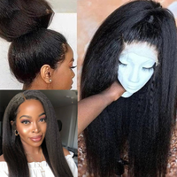Perruque indienne de haute qualité en cheveux humains bruts de 30 pouces, 13x4 HD, lisse crépu, avec dentelle frontale pré-assemblée