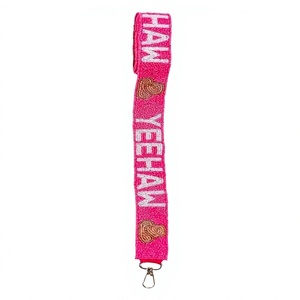 HAW YEHAW pour Sangle en Tissu Perlé avec Texte Brodé et Motif Cœur, Accessoire de Sac Tendance Vintage Écologique avec Crochet - Product Image 1