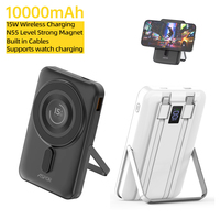 Banque d'alimentation sans fil Aspor A327 avec câble intégré 10000 mAh Banque d'alimentation sans fil pour téléphone avec chargeur rapide PD20W+QC22.5W