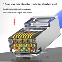 Cat6 Cat6a Through-Hole Shielded Perforated Crystal Head Gigabit RJ45 Berlapis Emas 8P8C PC IP55 Persegi Panjang Komputer Switch/Router