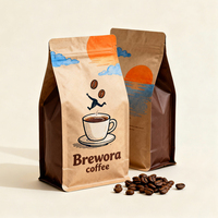Sachet plat en papier kraft de sécurité personnalisé, impression en gravure, haute barrière, qualité alimentaire, emballage pour café et thé, valve à fermeture éclair