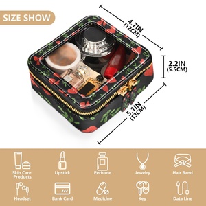 Hawaii Customized Puakenikeni <b>Lei</b> Black Red Heart Bow Retro Swirl Travel Makeup Bag - Product Image 4