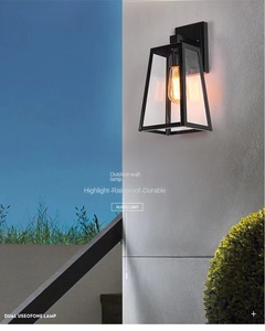 Applique Murale Lanterne Vintage Imperméable pour l'Extérieur, Éclairage de Porche avec Abat-Jour en Verre Transparent - Product Image 6