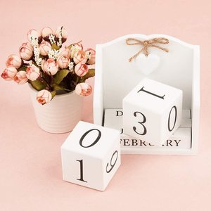 Calendario perpetuo para decoración de escritorio, calendario de madera para oficina y hogar, color blanco cremoso, <span class=keywords><strong>2021</strong></span> - Product Image 4
