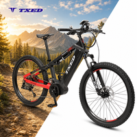 Vélo de montagne électrique à suspension puissant TXED 27,5 pouces, 10 vitesses, batterie au lithium 13 Ah, moteur central 36 V/250 W, freins à disque hydrauliques