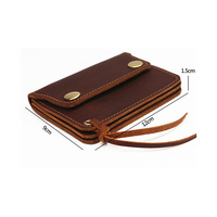 Dompet Kartu Kulit dengan Ritsleting untuk Pria Wanita Dompet Vintage Minimalis Kulit Asli Tempat Kartu Kredit Bisnis Pria