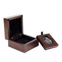 Boîte en bois de capsules porte-monnaie personnalisée en gros Boîte de présentation de pièces de monnaie en bois or et platine de stockage de collection